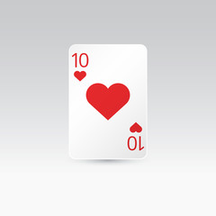 Ten of hearts playing card isolated