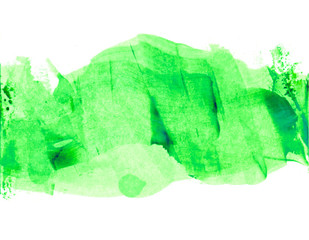 Abstract hand drawn green paint spot.