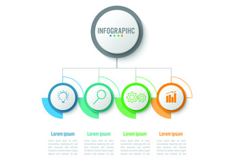 Fototapeta premium Business infographic circle diagram template with business icon. Vector illustration