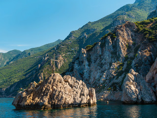 sea view on a cross near Mount Athos, Greece