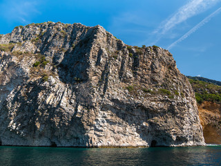 View of mountains from Aegean Sea. Greece, Athos
