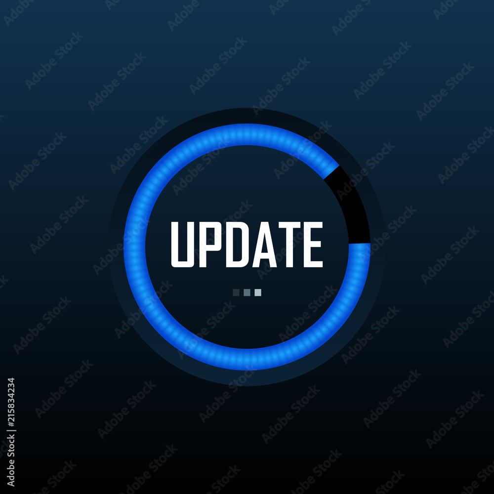 Poster system software update and upgrade concept. loading process screen. vector illustration