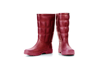 Rubber boots waterproof isolated on white background.