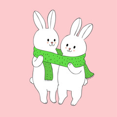 Obraz na płótnie Canvas Cartoon cute rabbits lover vector.