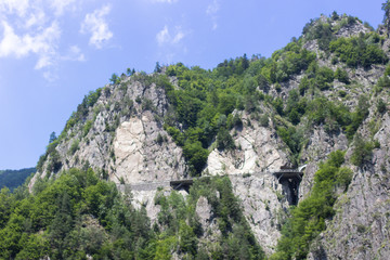Road over the cliff in the Romanian Carpathians