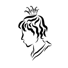 Profile of a young prince with wavy hair, head