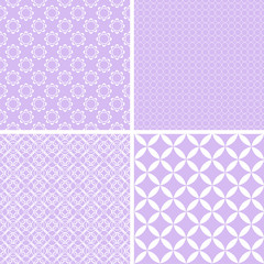 4 different baby girl seamless patterns.