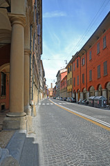 Obraz premium Bologna, Italy, the old medieval Santo Stefano street.