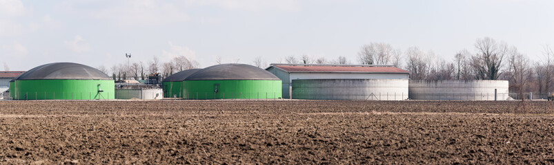 Silos of production plant of gas methane and compost from manure.