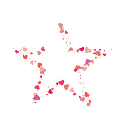 Heart shape vector pink confetti with white star frame inside
