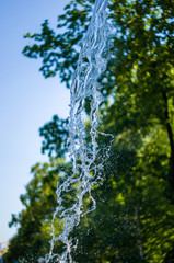 transparent falling water flows