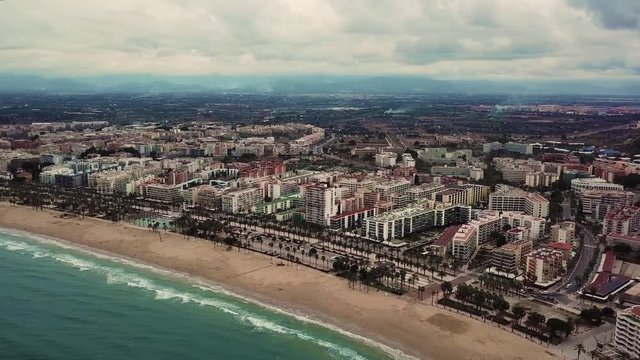 Aerial view of Salou beach in winter