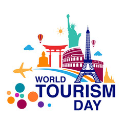 Image of World Tourism Day logo template vector illustration printed on Printed Glass Basin Splashbacks