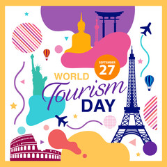 Fototapeta na wymiar World Tourism Day logo template vector illustration