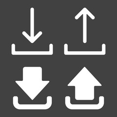Download and Upload icon set - simple flat design isolated on grey background