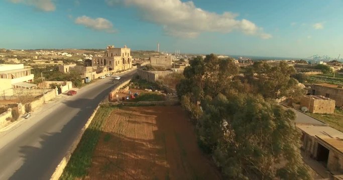 Low Aerial Shot over Fields