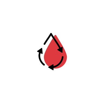 recycle blood drop donor circulation logo icon vector line outline monoline color fill style