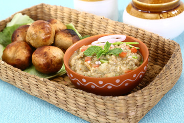 Litti Chokha or Bihari Food Sattu Litty, Indian Food
