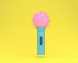 Colorful cactus microphone floating on yellow pastel background. minimal idea concept. Idea...