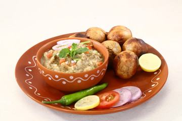 Litti Chokha or Bihari Food Sattu Litty, Indian Food
