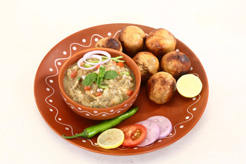 Litti Chokha or Bihari Food Sattu Litty, Indian Food