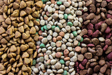 Top view of dry pet food