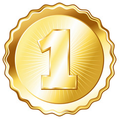 Gold Plate - Badge with Number 1 - obrazy, fototapety, plakaty