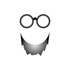 Eyeglass with beard logo