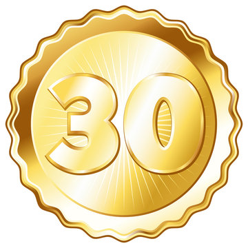 Gold Plate - Badge with Number 30.