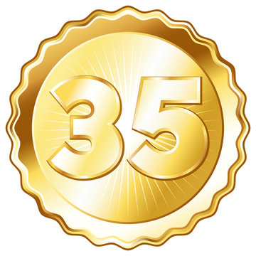 Gold Plate - Badge with Number 35.