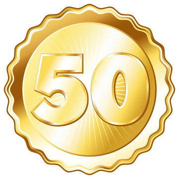 Gold Plate - Badge with Number 50.