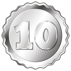 Silver Plate - Badge with Number 10.