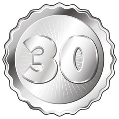 Silver Plate - Badge with Number 30.