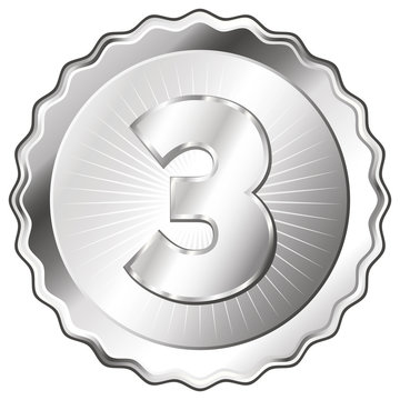 Silver Plate - Badge with Number 3.