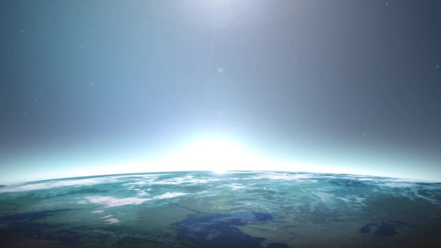 Cool Earth Planet Sequences Loop/
Animation of a realistic earth planet surface with cool filmmaker's transitions, cloudscape motion, glowing elegant sunlight and lens flare effect