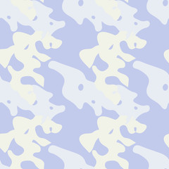 UFO military camouflage seamless pattern in light violet, beige and different shades of grey color