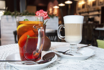 Berries Mojito with Energy Drink, Orange, lemon and grapefruit in Sweet Syrup. Nonalcoholic Beverage