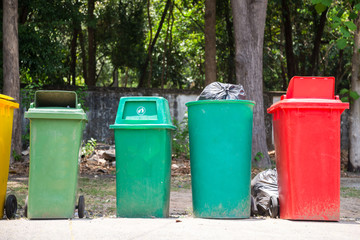 Colored trash containers