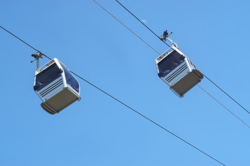 Two cabins of the ropeway