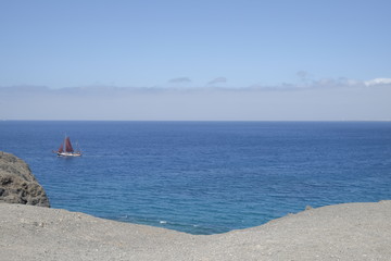 Fototapeta na wymiar Lanzarote, Spagna. Panorama marino da Papagajo beach.