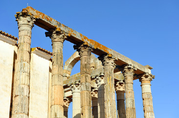 The famous Roman temple of Diana in Merida, province of Badajoz, Extremadura, Spain