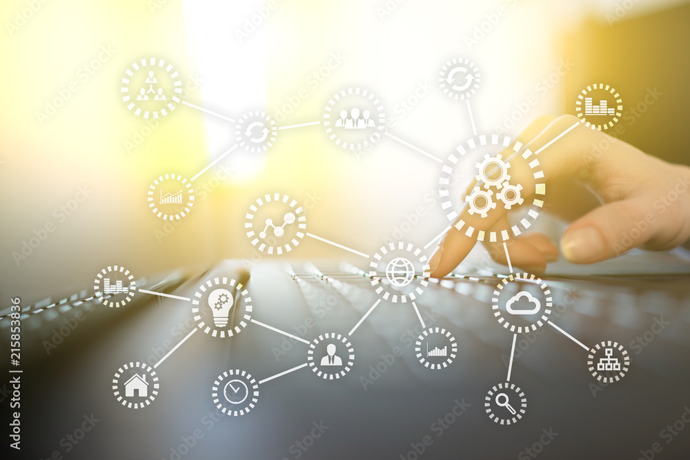 Poster iot. internet of things. automation and modern technology concept.