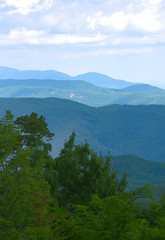 A group of mountain ridges from an overlook.