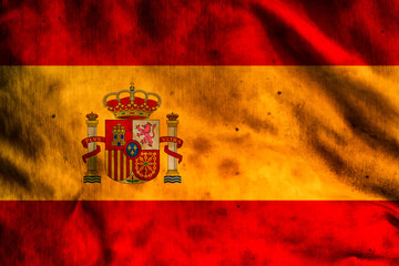 Spanish flag on old fabric