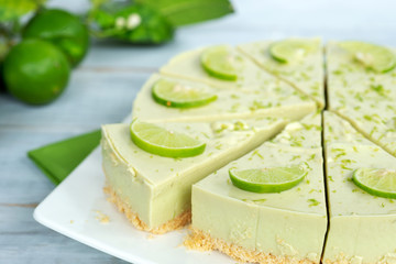 homemade no-bake avocado lime cheesecake