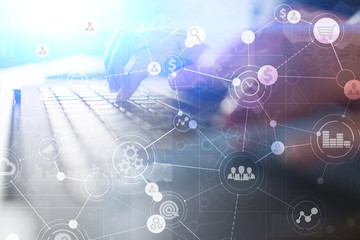 Template for text, Virtual screen Background with icons. Business, internet technology and networking concept.