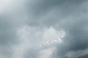 Cloud mountains in the snow