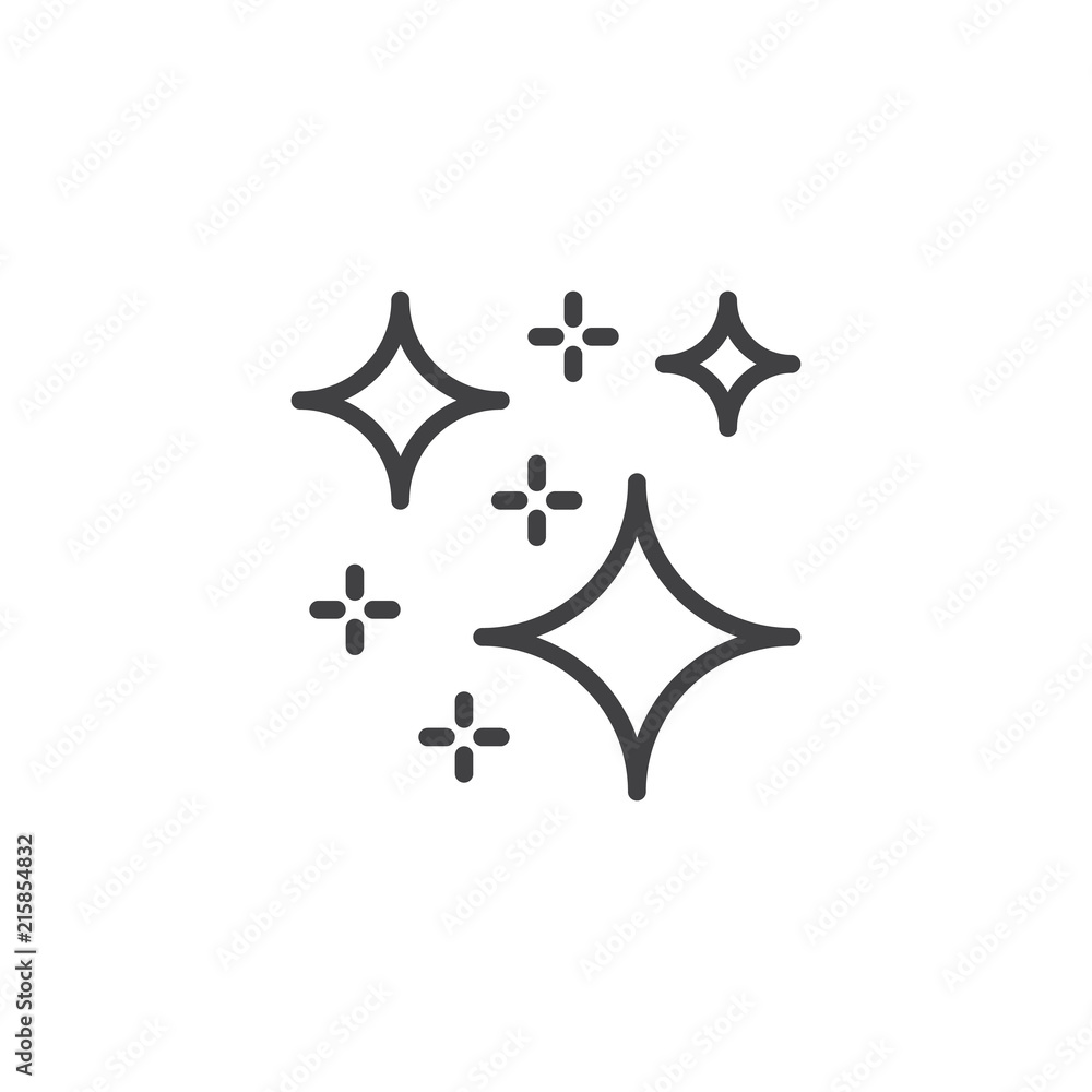 Poster magic stars outline icon. linear style sign for mobile concept and web design. bright stars simple l