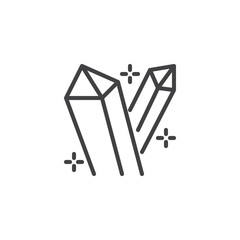 Magic crystal stones outline icon. linear style sign for mobile concept and web design. Minerals simple line vector icon. Symbol, logo illustration. Pixel perfect vector graphics