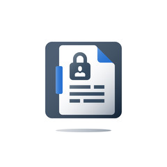 Obraz premium Privacy policy, personal data security, GDPR concept, vector icon
